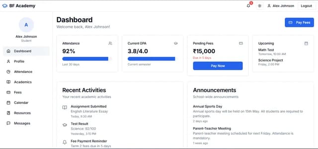 School Panel with Payments - project by Mudasir Fayaz