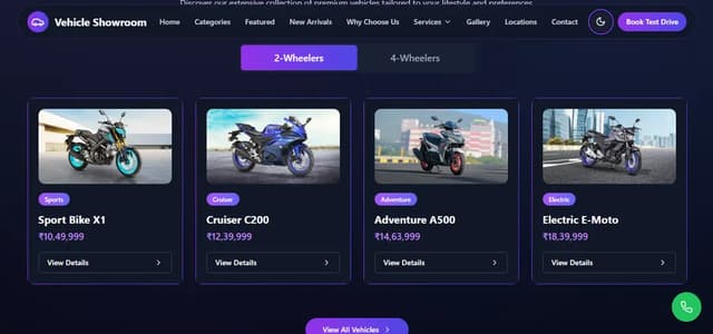 Vehicle Showroom Page - project by Mudasir Fayaz